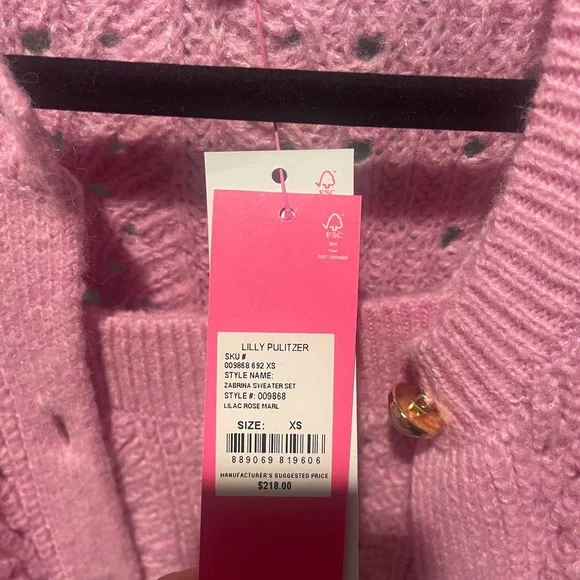 Lilly Pulitzer Pink Cable Knit Button Cardigan with Camisole - Picture 6 of 8